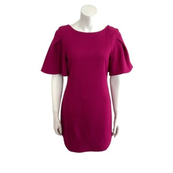 Trina Turk Dress Size 2 Loganberry Bryce Boat Neck Flutter Sleeve Mini - Picture 1 of 12